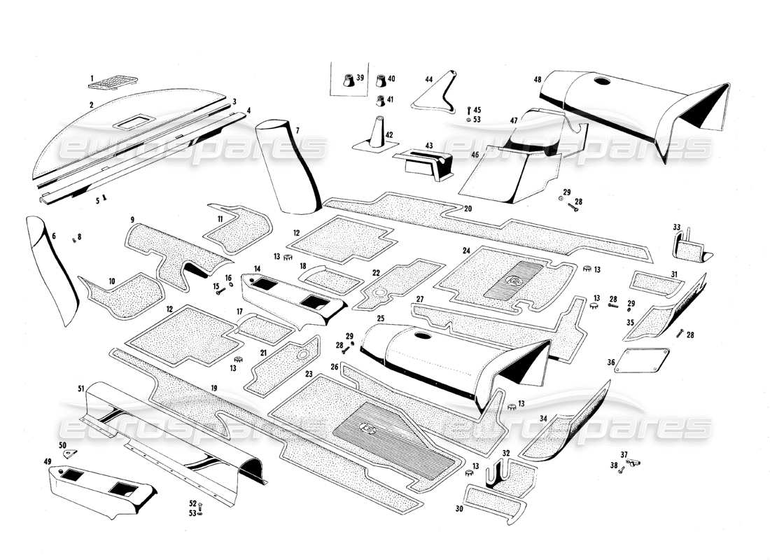 a part diagram from the maserati quattroporte (1967-1979) parts catalogue