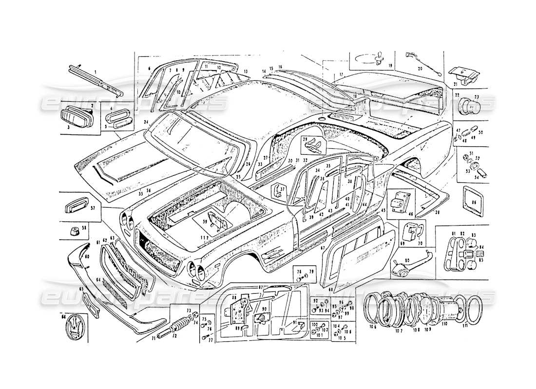 a part diagram from the maserati 3500 parts catalogue