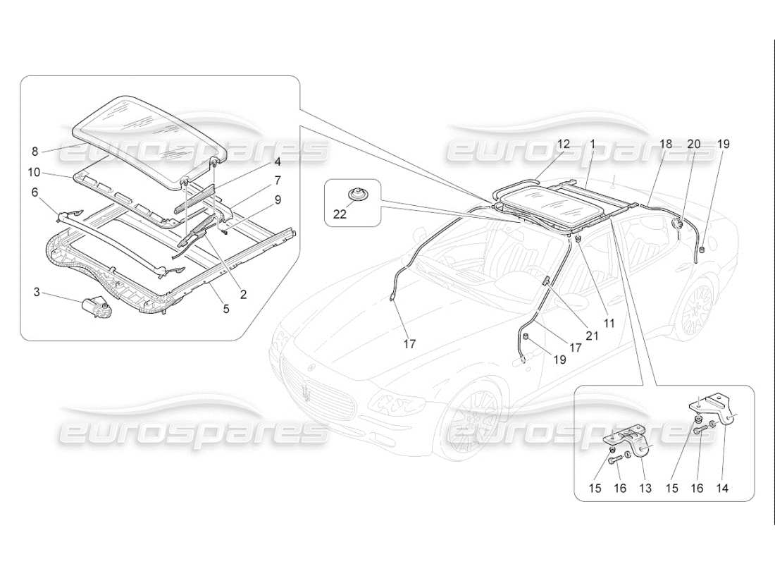 maserati qtp. (2010) 4.7 auto sunroof part diagram