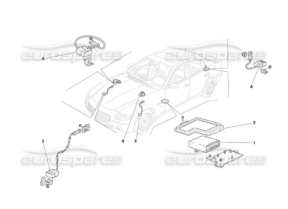 maserati qtp. (2003) 4.2 electronic controls (suspensions) parts diagram