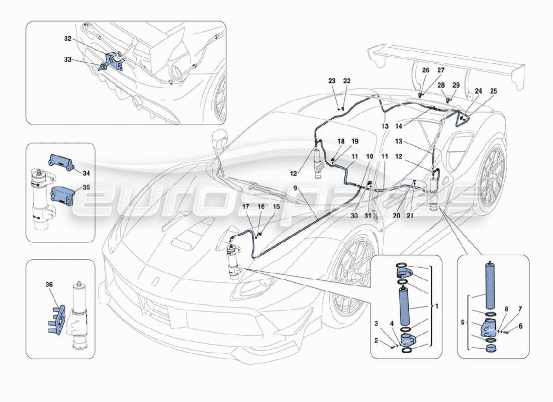 ferrari 488 challenge lifting system parts diagram