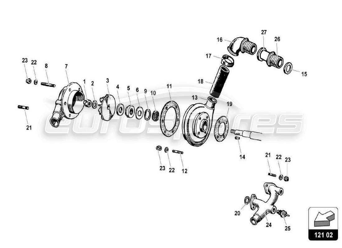 lamborghini miura p400s water cooling system parts diagram