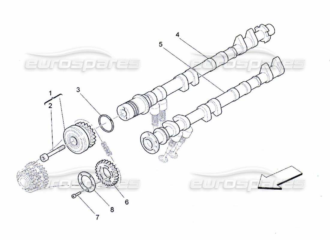 maserati qtp. (2010) 4.7 lh cylinder head camshafts parts diagram