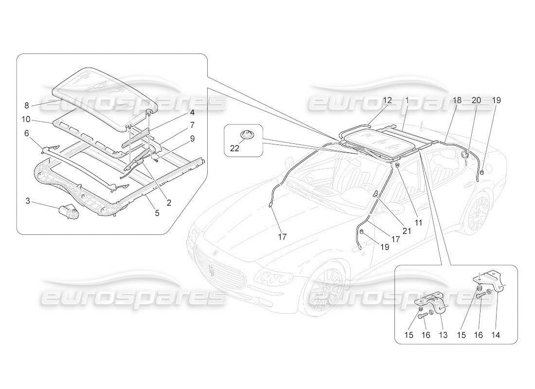 maserati qtp. (2010) 4.2 auto sunroof part diagram