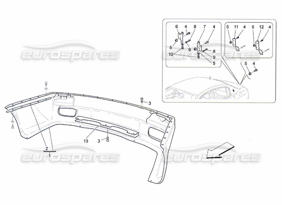 maserati qtp. (2010) 4.7 rear bumper part diagram