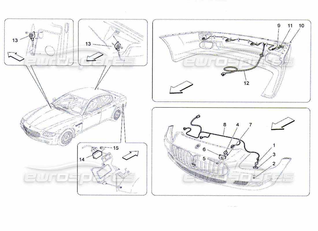 maserati qtp. (2010) 4.7 parking sensors part diagram