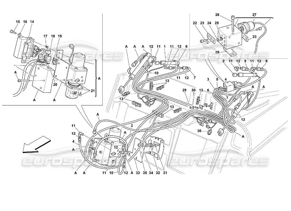 ferrari 355 (2.7 motronic) top hydraulic control part diagram