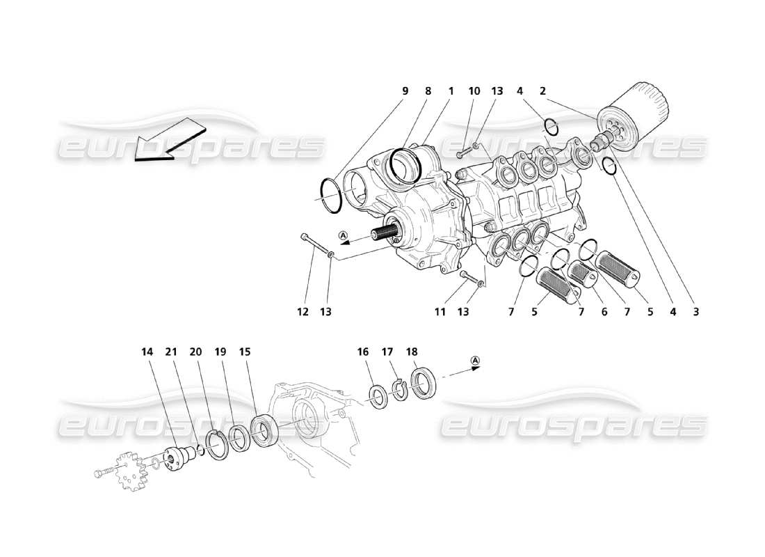 maserati qtp. (2003) 4.2 lubrication: pump and filter part diagram