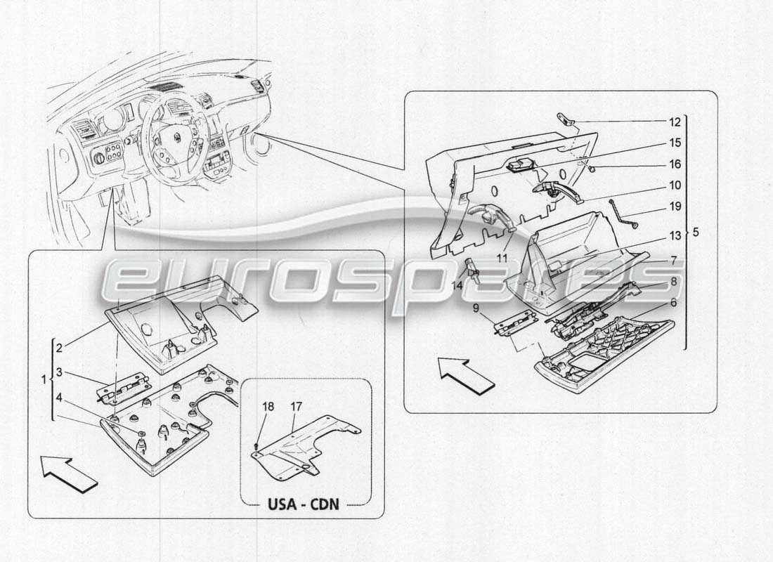 maserati grancabrio mc centenario glove compartments part diagram