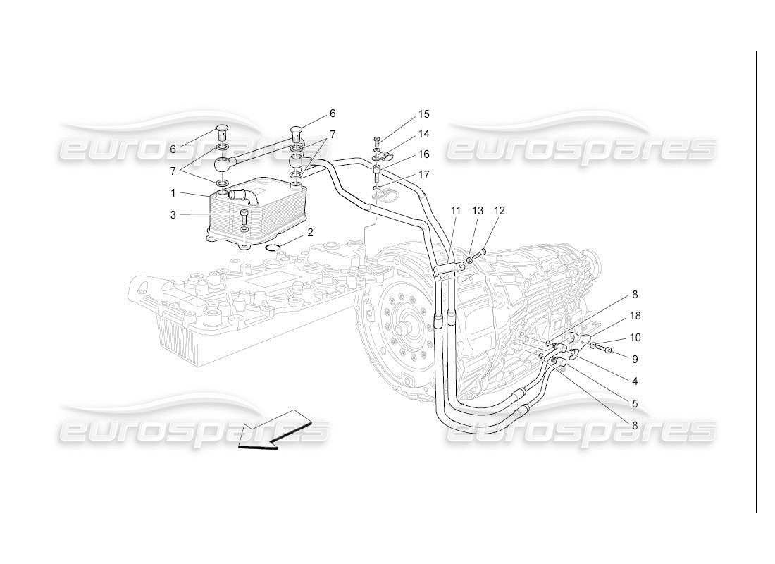 maserati qtp. (2007) 4.2 auto lubrication and gearbox oil cooling part diagram