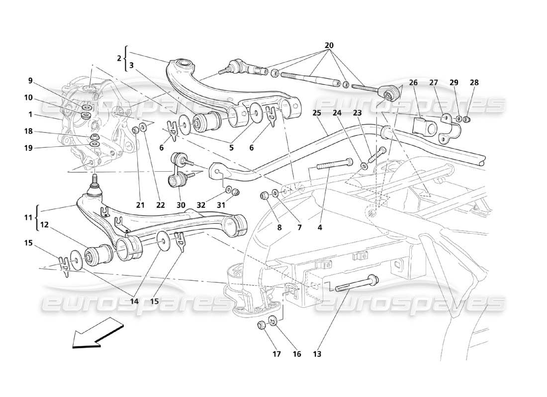 maserati qtp. (2003) 4.2 rear suspensions part diagram