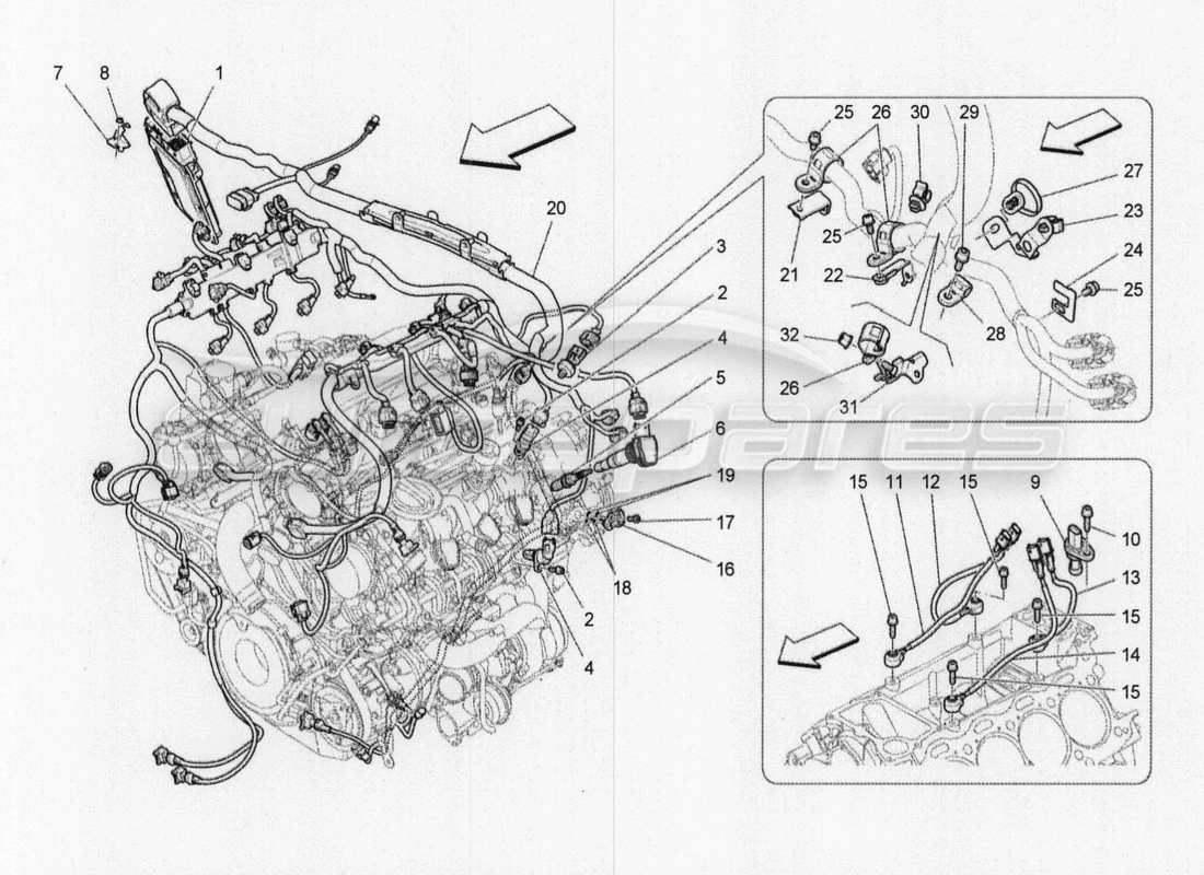 maserati qtp. v8 3.8 530bhp 2014 auto electronic control: injection and engine timing control parts diagram