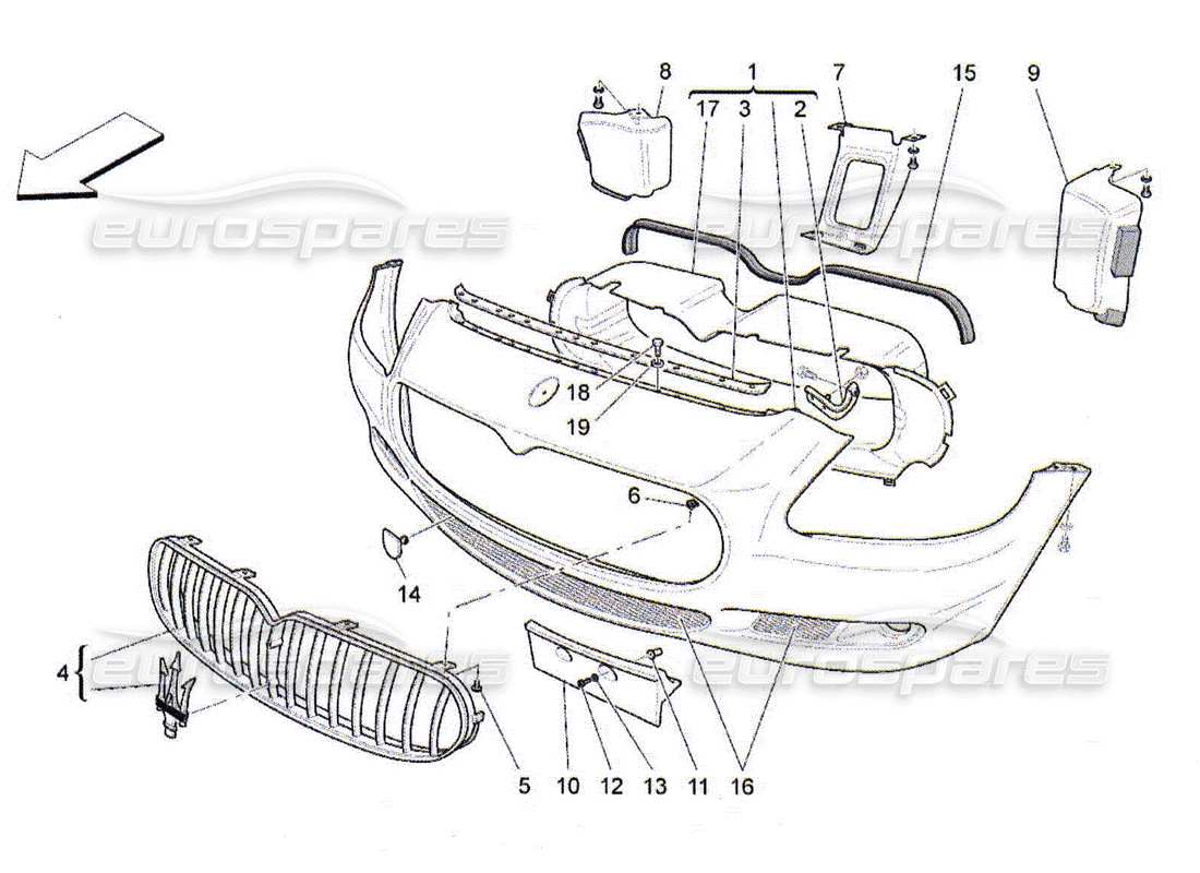 maserati qtp. (2010) 4.2 front bumper parts diagram