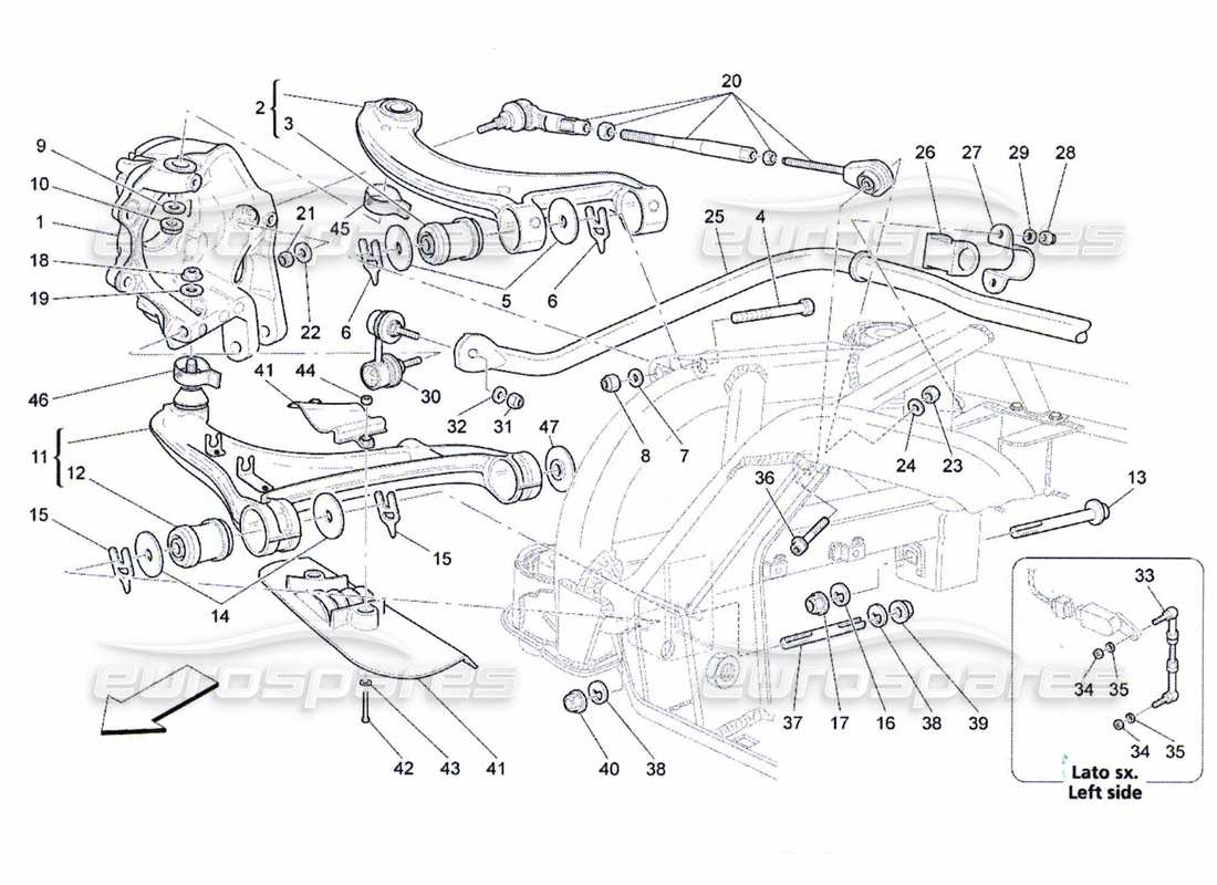 maserati qtp. (2010) 4.7 rear suspension parts diagram