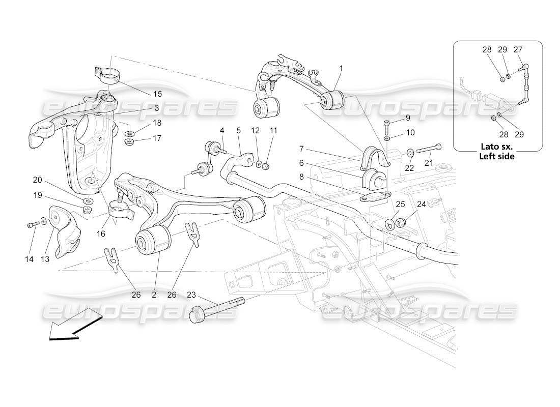 maserati qtp. (2010) 4.2 auto front suspension part diagram