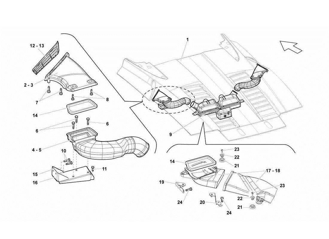 lamborghini gallardo lp570-4s perform engine air conveyor parts diagram