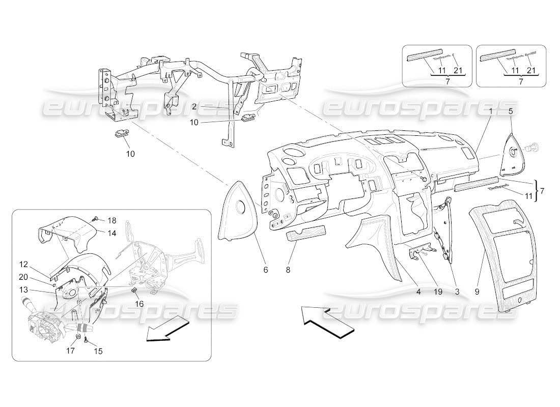 maserati qtp. (2011) 4.7 auto dashboard unit part diagram