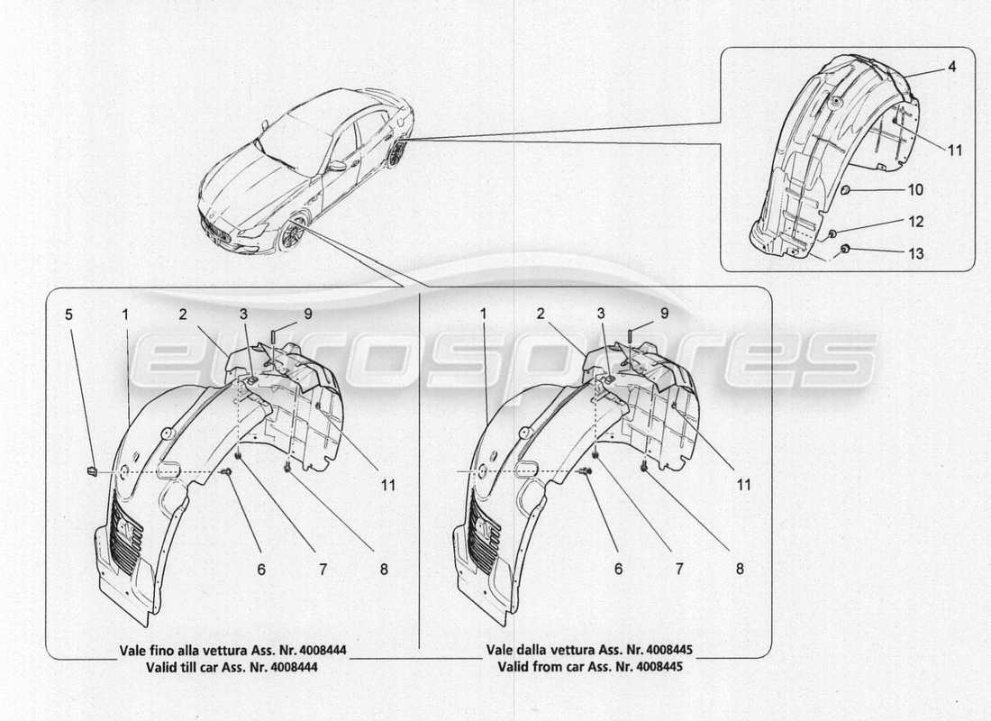 maserati qtp. v8 3.8 530bhp 2014 auto wheelhouse and lids parts diagram