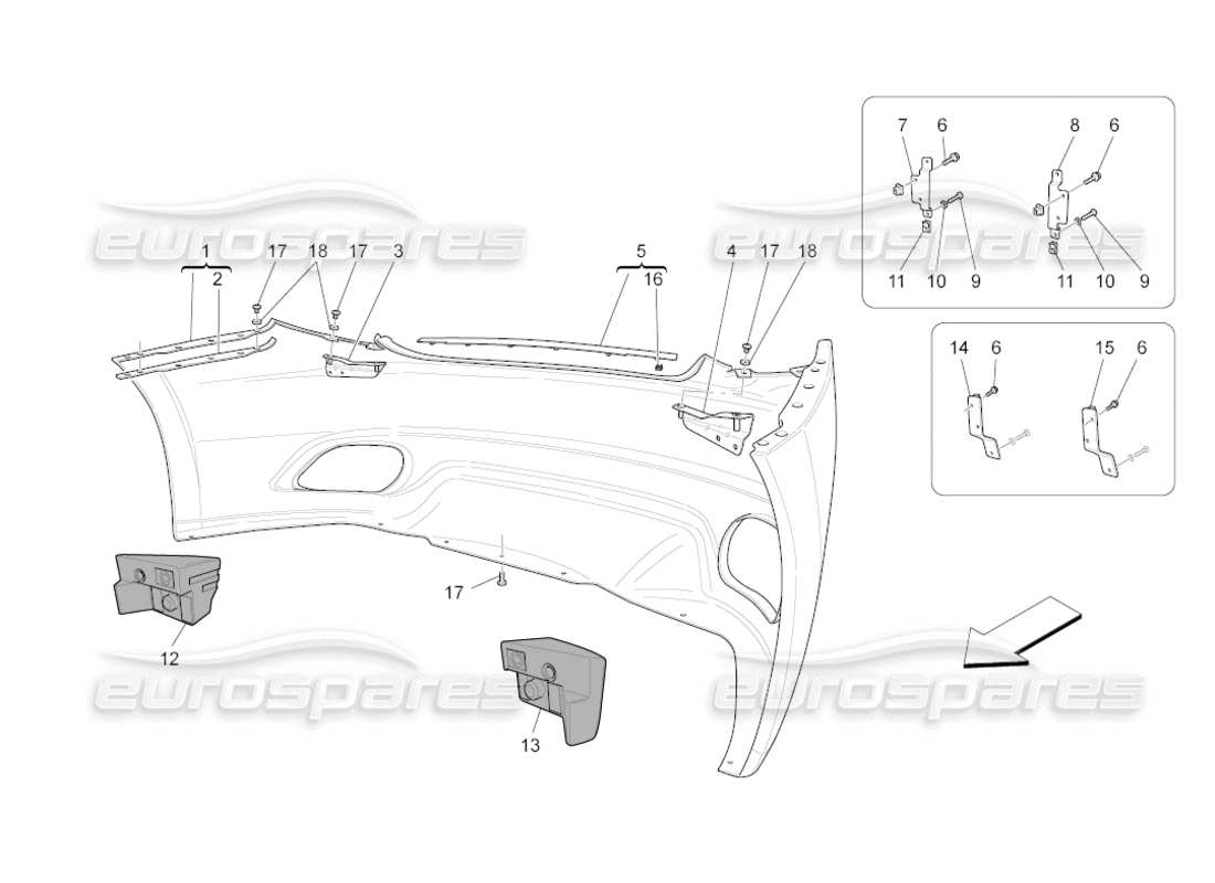 maserati grancabrio (2011) 4.7 rear bumper part diagram