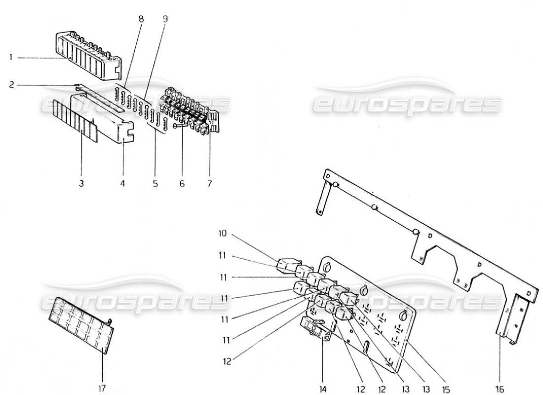 ferrari 308 gtb (1976) fuses and relays (valid for rhd - aus versions) part diagram