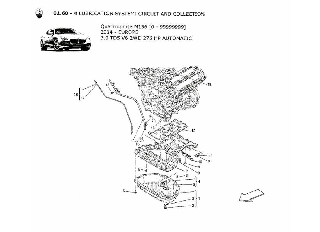 maserati qtp. v6 3.0 tds 275bhp 2014 lubrication system: circuit and collection parts diagram