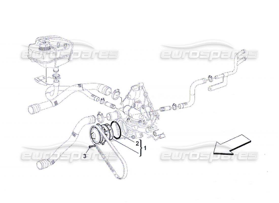 maserati qtp. (2010) 4.7 cooling system: water pump part diagram