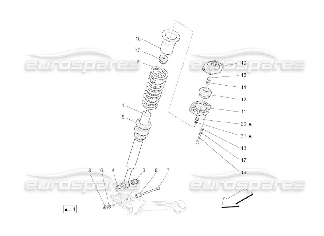 maserati grancabrio (2011) 4.7 front shock absorber devices part diagram