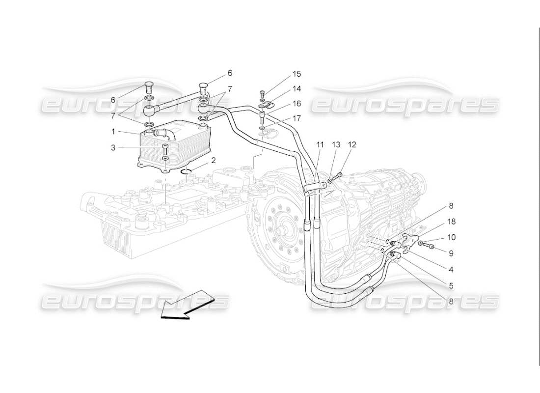 maserati qtp. (2008) 4.2 auto lubrication and gearbox oil cooling part diagram