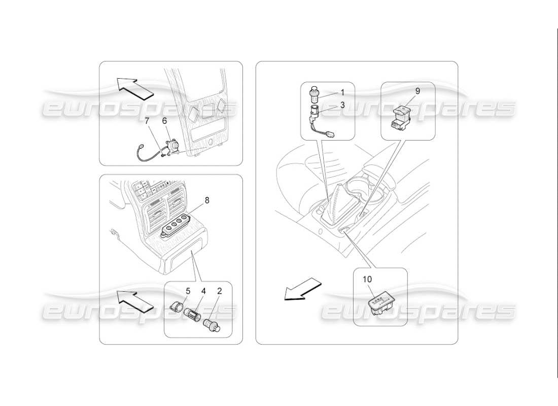 maserati qtp. (2010) 4.7 auto centre console devices part diagram