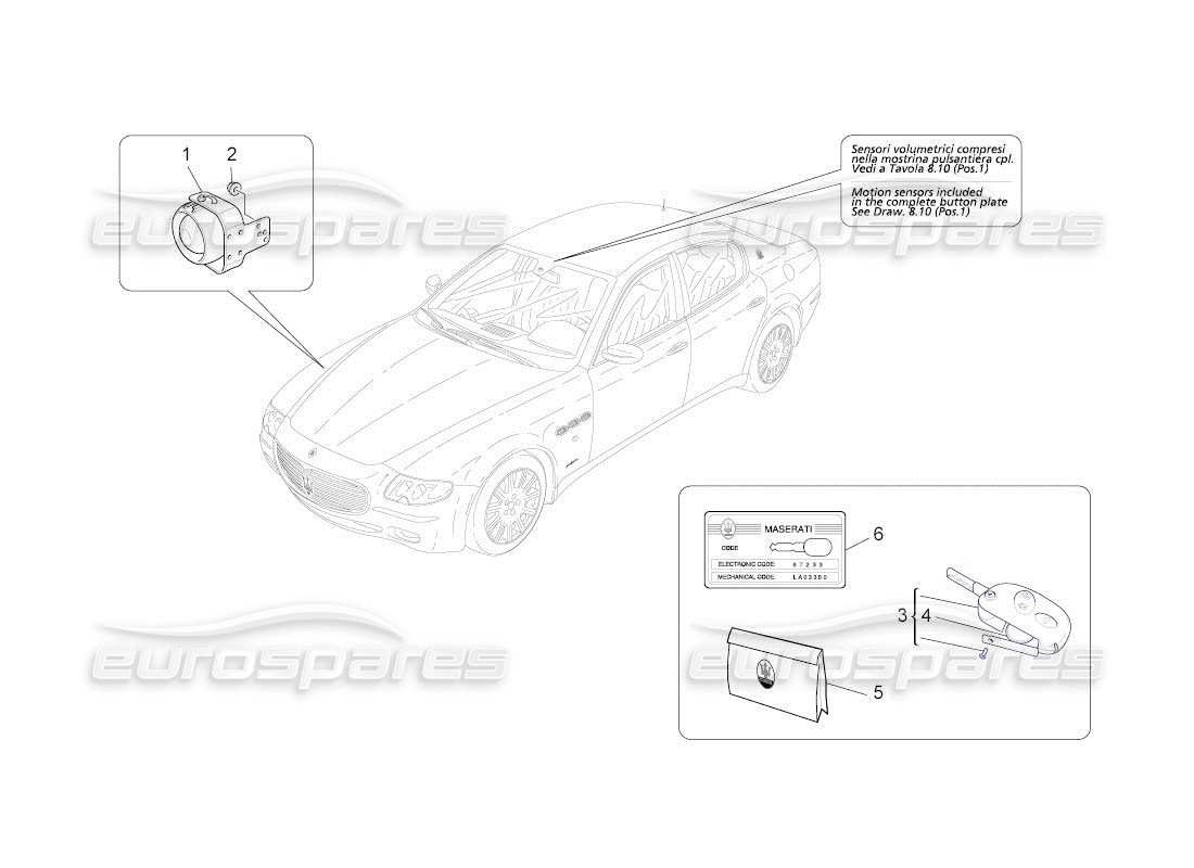 maserati qtp. (2010) 4.2 auto alarm and immobilizer system part diagram