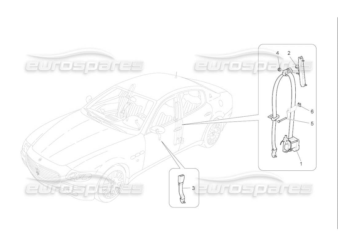 maserati qtp. (2009) 4.7 auto front seatbelts parts diagram