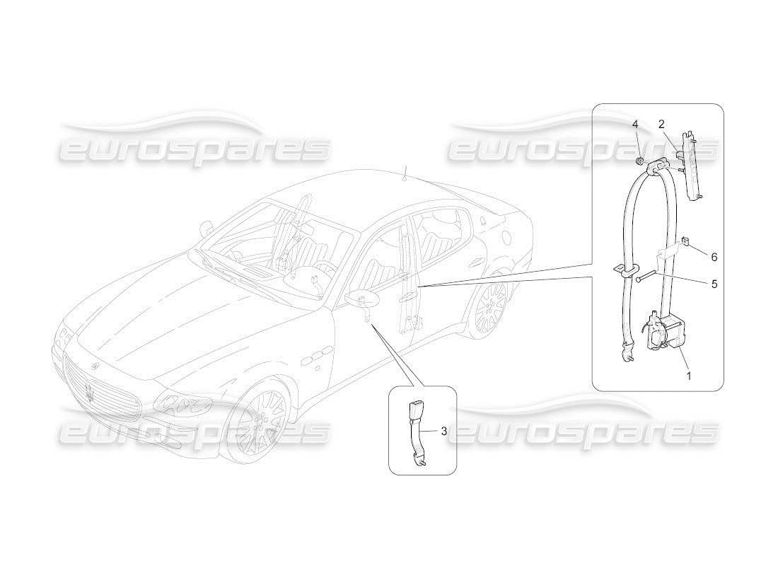 maserati qtp. (2010) 4.2 auto front seatbelts part diagram