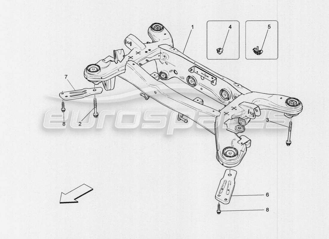 maserati qtp. v8 3.8 530bhp auto 2015 rear chassis parts diagram