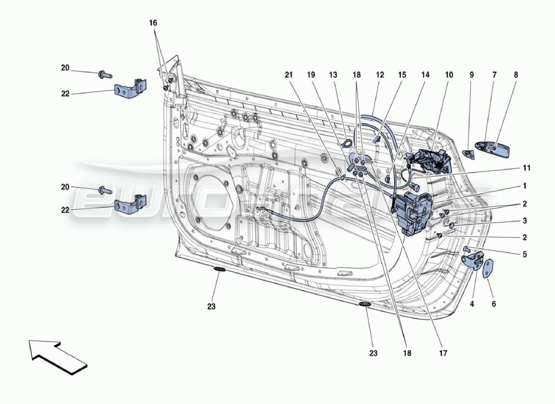 ferrari 488 challenge door lock part diagram