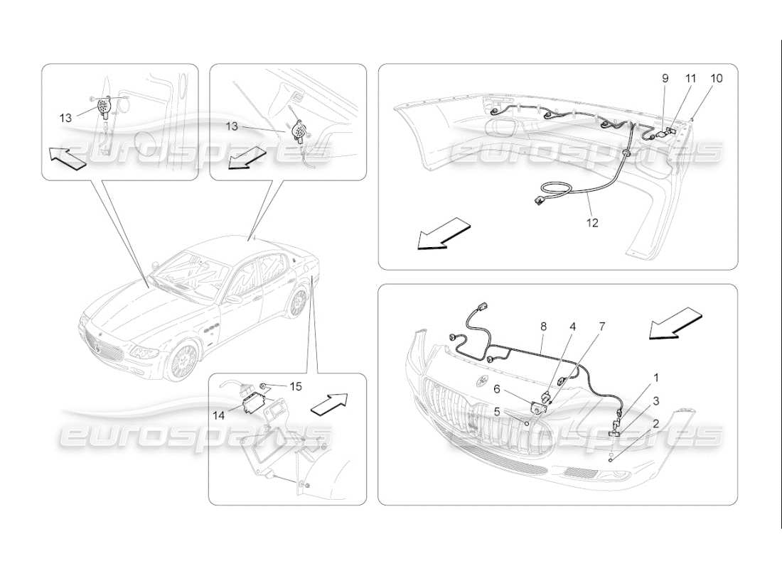 maserati qtp. (2010) 4.7 auto parking sensors part diagram