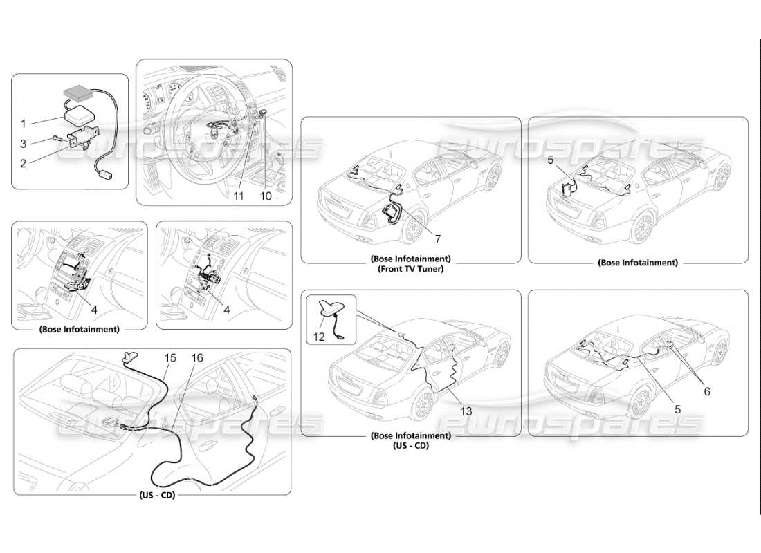 maserati qtp. (2010) 4.7 auto reception and connection system part diagram