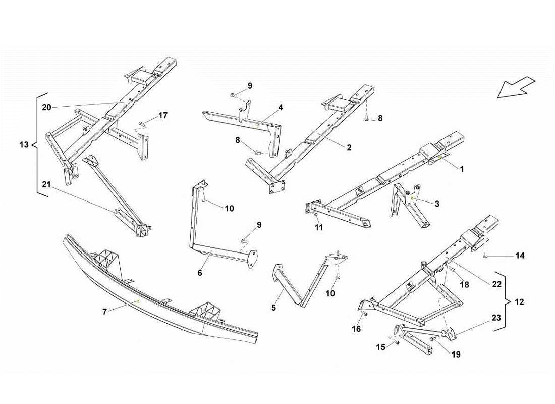 lamborghini gallardo lp560-4s update front frame attachments part diagram