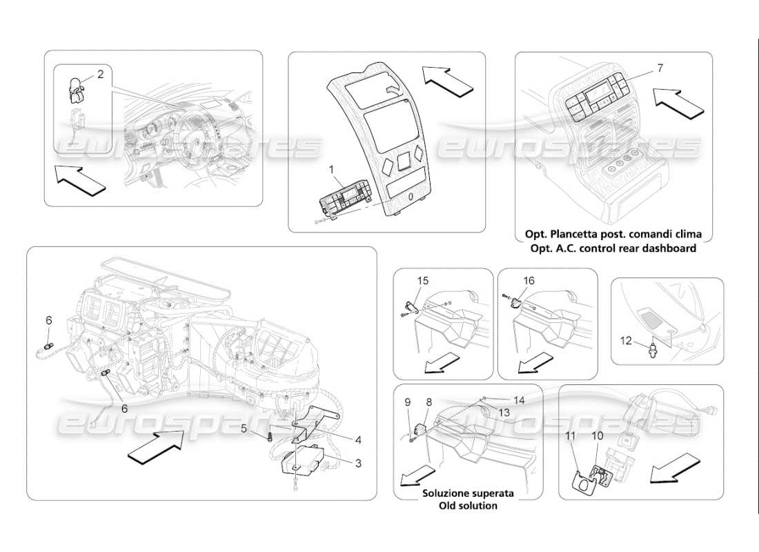 maserati qtp. (2009) 4.7 auto a c unit: electronic control parts diagram