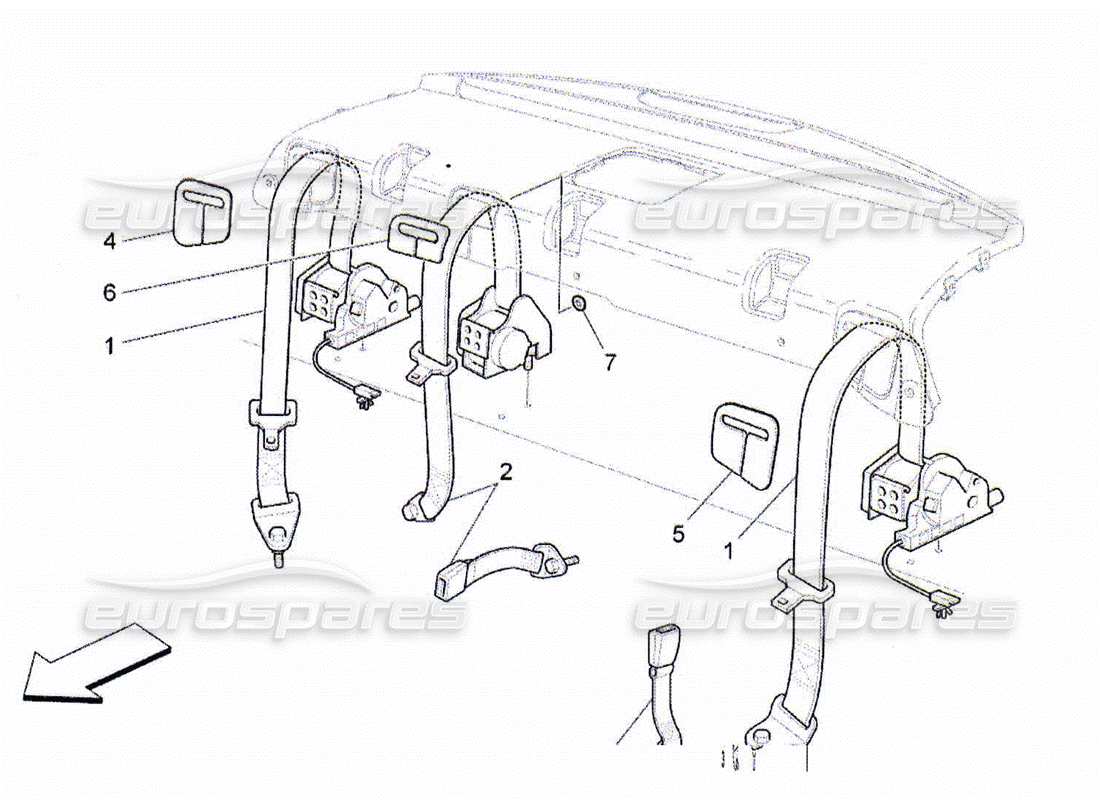 maserati qtp. (2010) 4.2 rear seat belts parts diagram