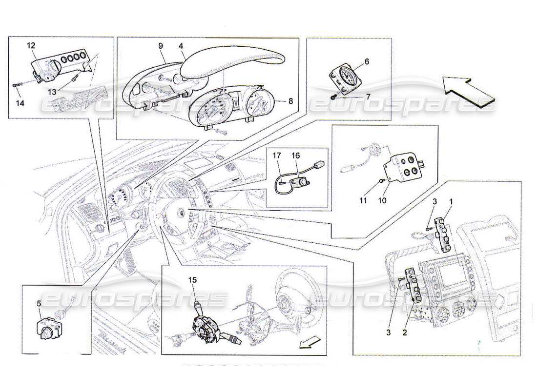 maserati qtp. (2010) 4.2 dashboard devices part diagram