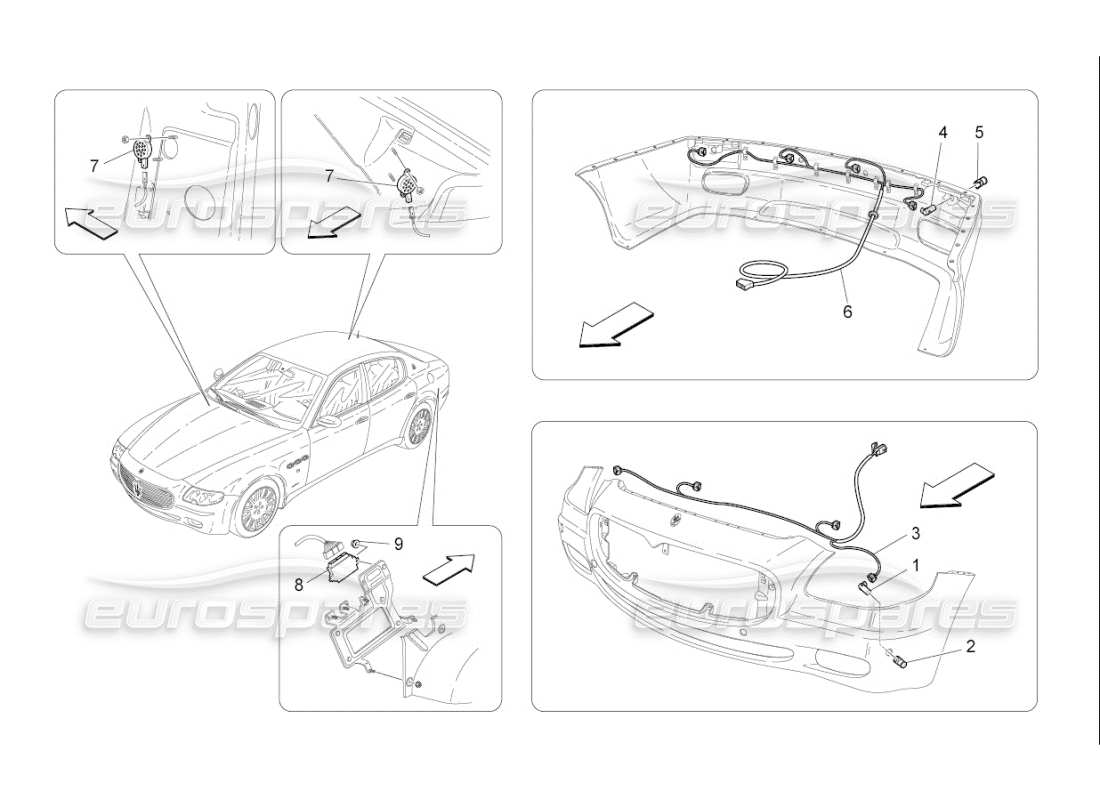 maserati qtp. (2008) 4.2 auto parking sensors parts diagram