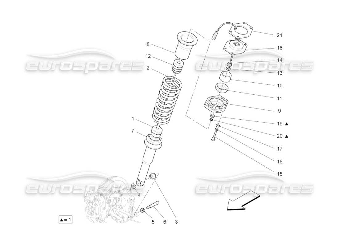 maserati qtp. (2010) 4.7 auto rear shock absorber devices part diagram