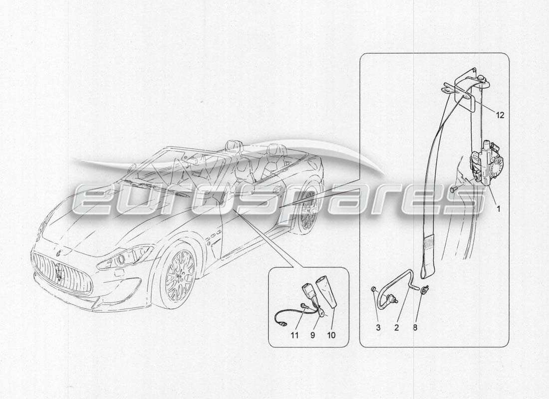 maserati grancabrio mc centenario front seatbelts part diagram