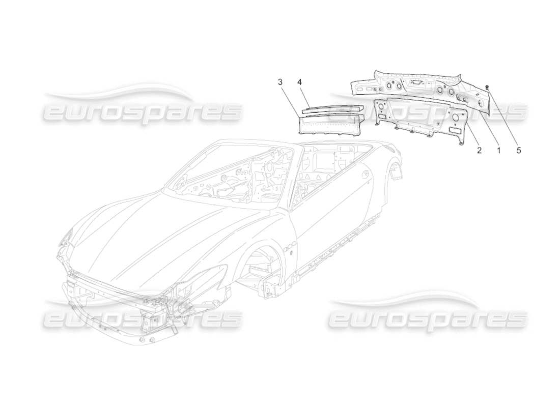 maserati grancabrio (2011) 4.7 bodywork and rear outer trim panels part diagram