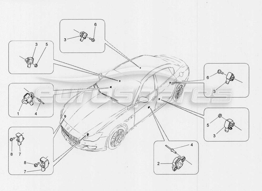 maserati qtp. v8 3.8 530bhp auto 2015 crash sensors parts diagram