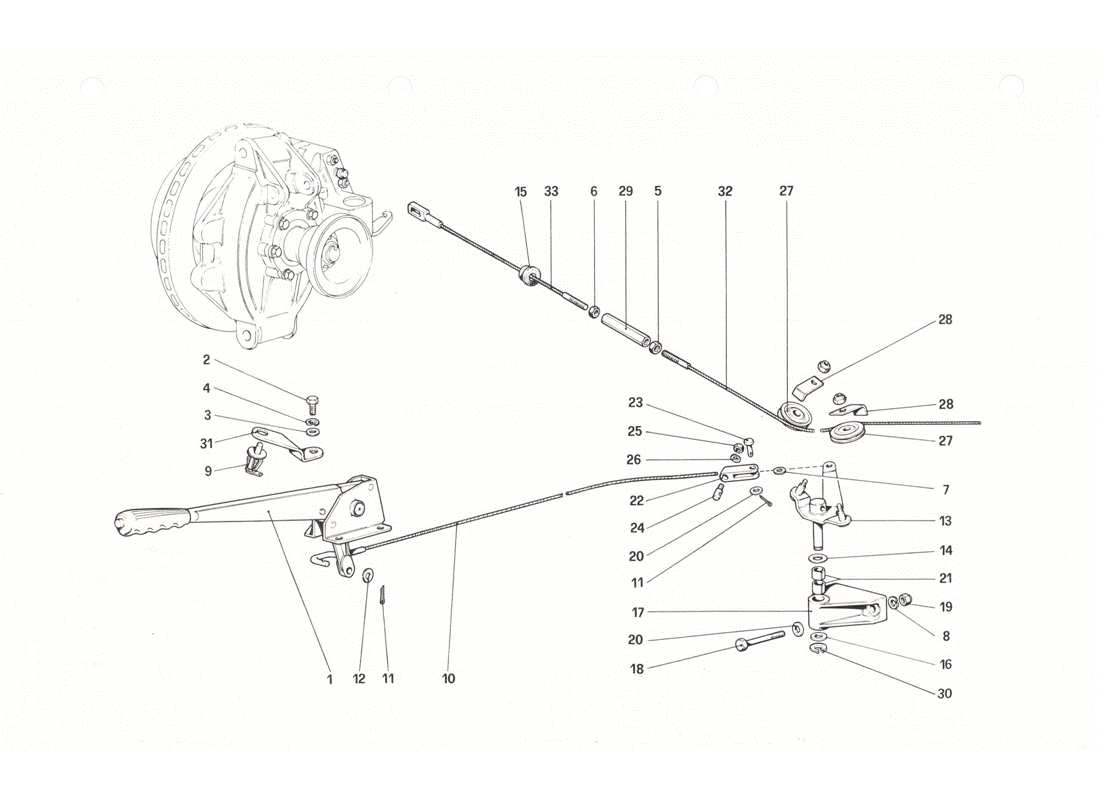 ferrari 208 gtb gts hand - brake control part diagram