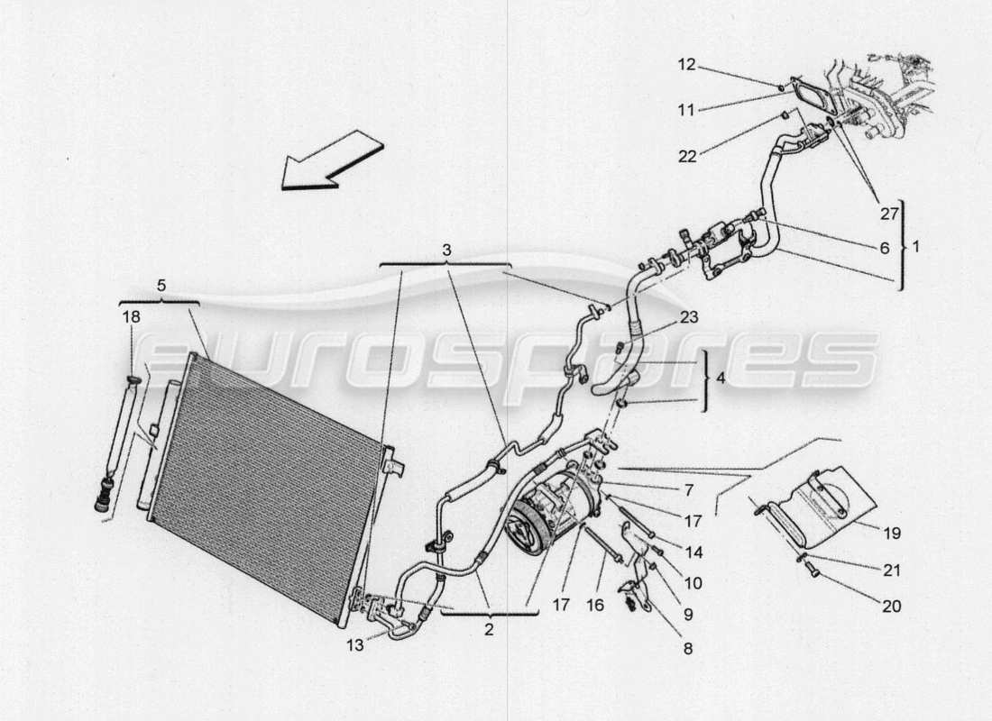 maserati qtp. v8 3.8 530bhp 2014 auto a c unit: engine compartment devices parts diagram