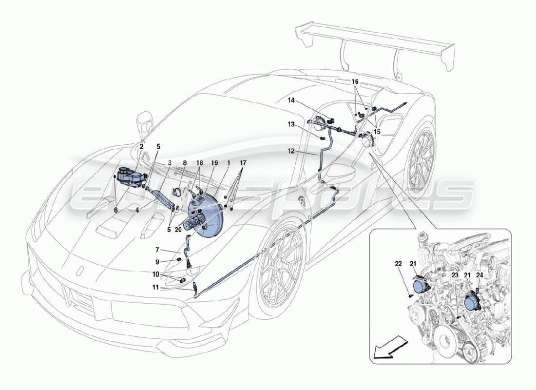 ferrari 488 challenge brake servo parts diagram