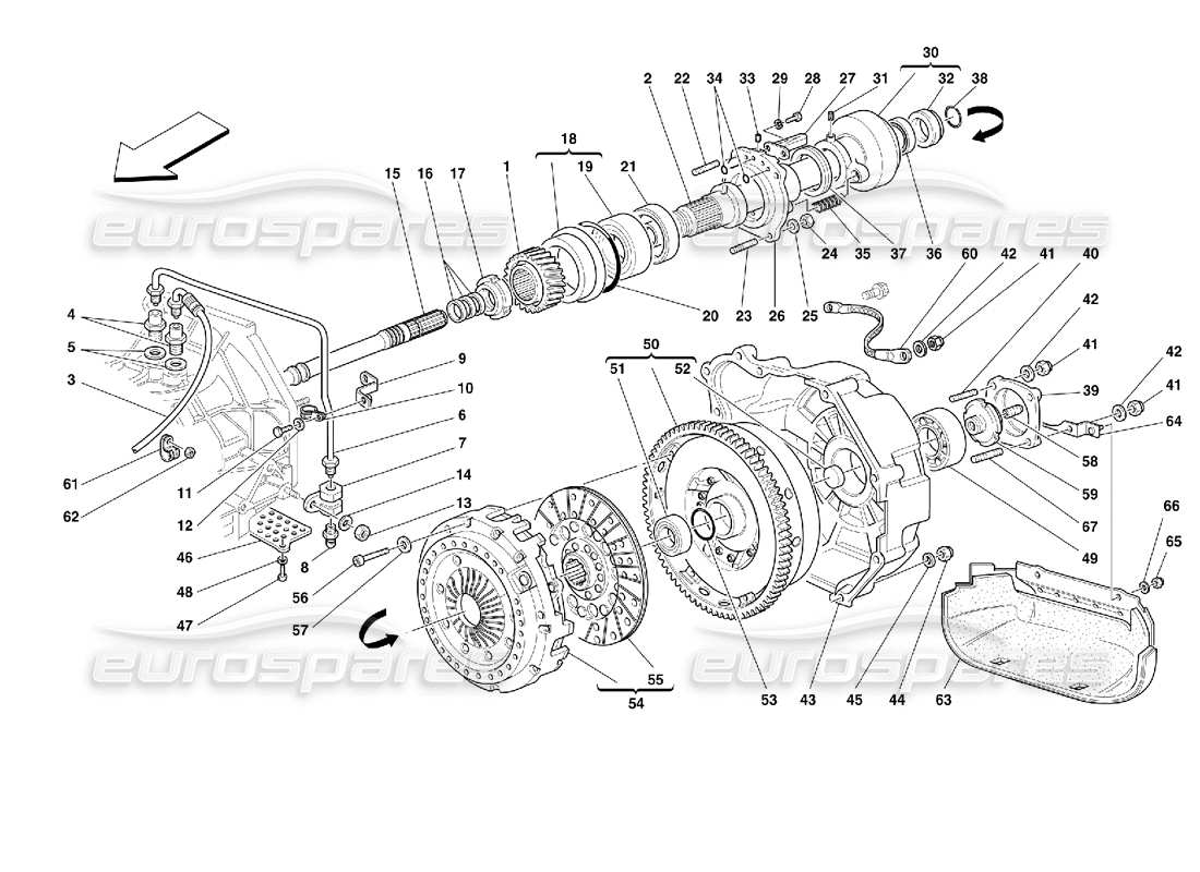 ferrari 355 (2.7 motronic) clutch and controls part diagram