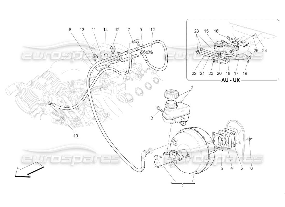 maserati qtp. (2009) 4.7 auto brake servo system parts diagram